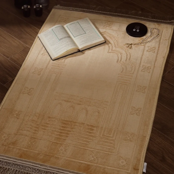 Plain Beige Prayer Rug - Image 4